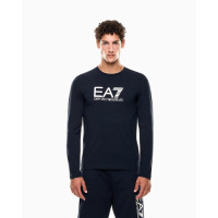 EA7 Emporio Armani pánske tričko s dlhým rukávom biele veľké logo modrá