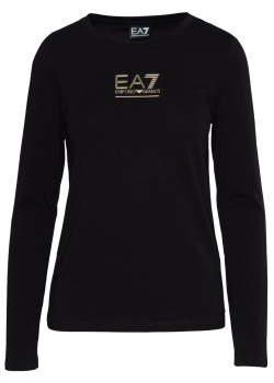 EA7 Emporio Armani dámske tričko s dlhým rukávom čierno-zlatá