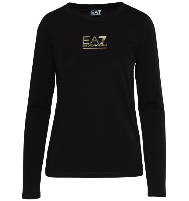 EA7 Emporio Armani dámske tričko s dlhým rukávom čierno-zlatá EA7 Emporio Armani dámske tričko s dlhým rukávom čierno-zlatá