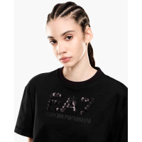 EA7 Emporio Armani dámske tričko s flitrami čierna