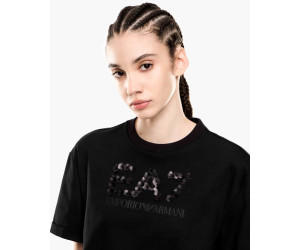 EA7 Emporio Armani dámske tričko s flitrami čierna