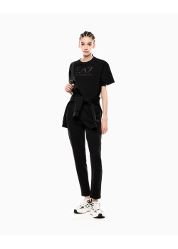 EA7 Emporio Armani dámske tričko s flitrami čierna