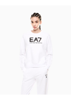 EA7 Emporio Armani dámska mikina s flitrami biela
