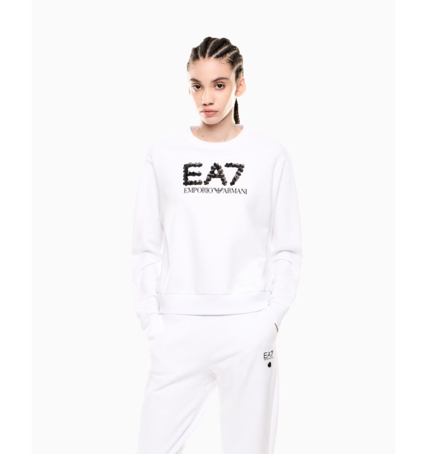 EA7 Emporio Armani dámska mikina s flitrami biela