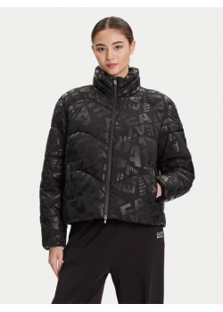 Dámska bunda Emporio Armani čierna s monogramom