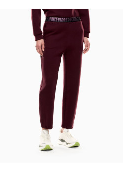 EA7 Emporio Armani dámske tepláky s dizajnovým pásom bordová