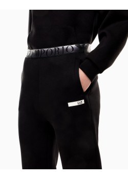EA7 Emporio Armani dámske tepláky s dizajnovým pásom čierna