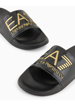 EA7 Emporio Armani pánske šľapky čierne/zlaté