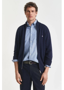 Gant pánsky kardigan na zips Evening blue modrý