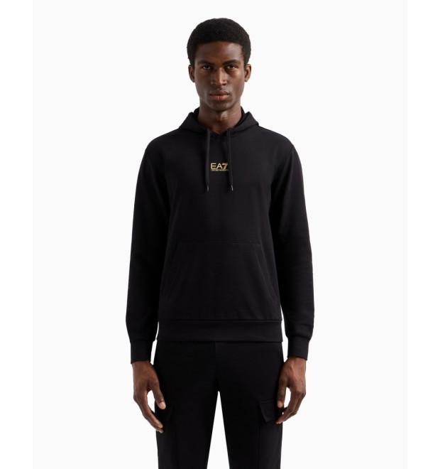 EA7 Emporio Armani pánska tenká mikina so zlatým logom čierna EA7 Emporio Armani pánska tenká mikina so zlatým logom čierna
