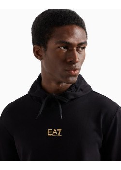 EA7 Emporio Armani pánska tenká mikina so zlatým logom čierna