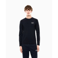 EA7 Emporio Armani pánske tričko s dlhým rukávom biele logo modrá