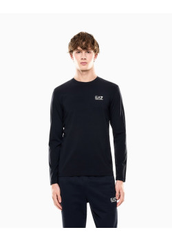 EA7 Emporio Armani pánske tričko s dlhým rukávom biele logo modrá