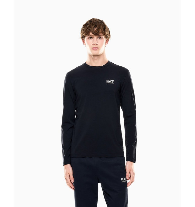 EA7 Emporio Armani pánske tričko s dlhým rukávom biele logo modrá