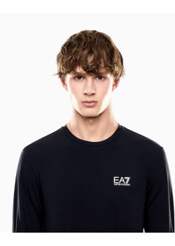 EA7 Emporio Armani pánske tričko s dlhým rukávom biele logo modrá