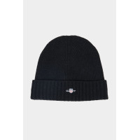 Gant zimná pletená čiapka s logom čierna Gant zimná pletená čiapka s logom čierna