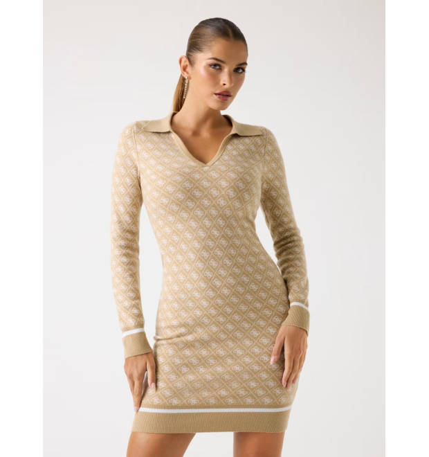 Guess dámske mini šaty z vlnenej zmesi béžové Guess dámske mini šaty z vlnenej zmesi béžové