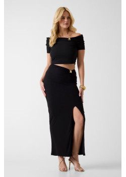 Guess dámsky off-shoulder pletený top čierny