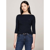 Tommy Hilfiger dámske slim tričko s lodičkovým výstrihom modré Tommy Hilfiger dámske slim tričko s lodičkovým výstrihom modré
