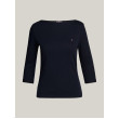 Tommy Hilfiger dámske slim tričko s lodičkovým výstrihom modré