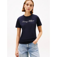 Tommy Hilfiger dámske tričko z organickej bavlny modré Tommy Hilfiger dámske tričko z organickej bavlny modré