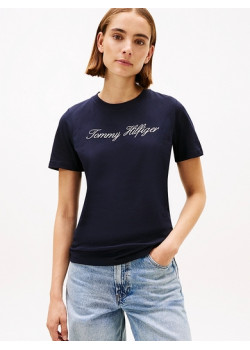 Tommy Hilfiger dámske tričko z organickej bavlny modré