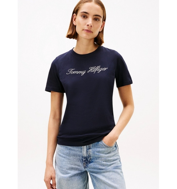 Tommy Hilfiger dámske tričko z organickej bavlny modré Tommy Hilfiger dámske tričko z organickej bavlny modré
