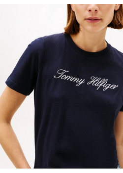 Tommy Hilfiger dámske tričko z organickej bavlny modré