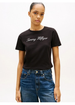 Tommy Hilfiger dámske tričko z organickej bavlny čierne