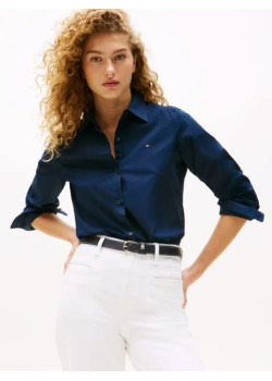 Tommy Hilfiger dámska košeľa z pružnej organickej bavlny modrá