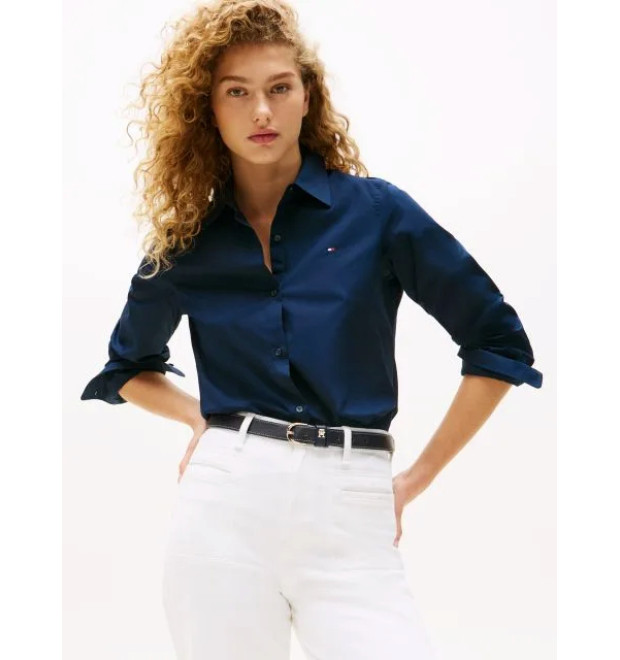 Tommy Hilfiger dámska košeľa z pružnej organickej bavlny modrá Tommy Hilfiger dámska košeľa z pružnej organickej bavlny modrá