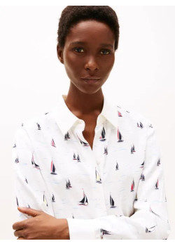 Tommy Hilfiger dámska košeľa s potlačou biela