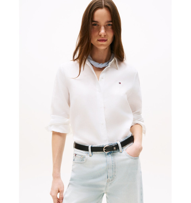 Tommy Hilfiger ľanová košeľa biela Tommy Hilfiger ľanová košeľa biela