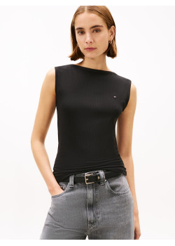Tommy Hilfiger top s lodičkovým výstrihom čierny
