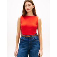 Tommy Hilfiger top s lodičkovým výstrihom červený Tommy Hilfiger top s lodičkovým výstrihom červený