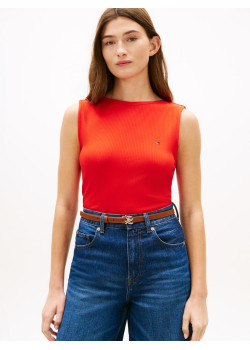 Tommy Hilfiger top s lodičkovým výstrihom červený