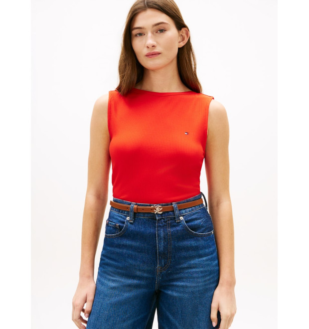Tommy Hilfiger top s lodičkovým výstrihom červený Tommy Hilfiger top s lodičkovým výstrihom červený