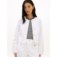 Tommy Hilfiger rifľová bunda bez goliera biela Tommy Hilfiger rifľová bunda bez goliera biela