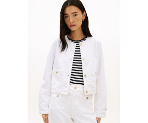 Tommy Hilfiger rifľová bunda bez goliera biela