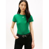 Tommy Hilfiger Slim tričko s textúrovaným logom zelené Tommy Hilfiger Slim tričko s textúrovaným logom zelené