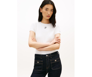 Tommy Hilfiger Slim tričko s textúrovaným logom biele Tommy Hilfiger Slim tričko s textúrovaným logom biele