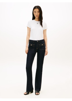 Tommy Hilfiger Slim tričko s textúrovaným logom biele