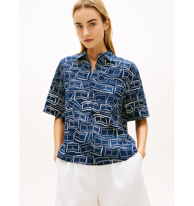 Tommy Hilfiger voľná košeľa modrá