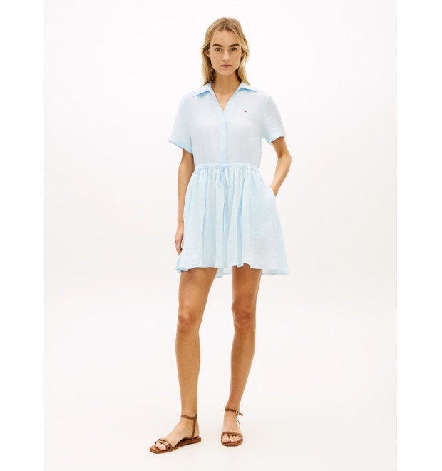 Tommy Hilfiger ľanové mini šaty modré