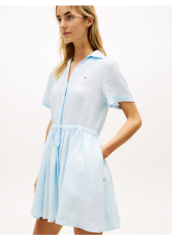 Tommy Hilfiger ľanové mini šaty modré