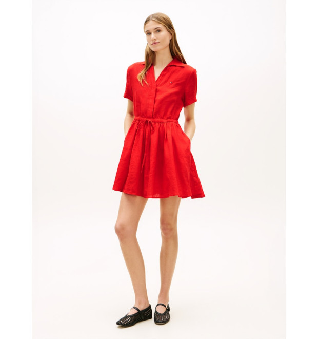 Tommy Hilfiger ľanové mini šaty červené
