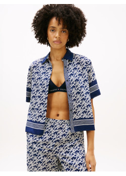 Tommy Hilfiger košeľa s potlačou TH modrá