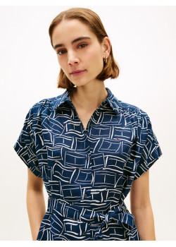 Tommy Hilfiger dámske ľanové šaty tmavomodré