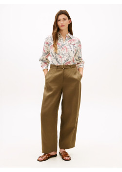 Tommy Hilfiger ľanová košeľa s leopardom béžová