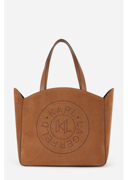 Karl Lagerfeld kabelka K/Circle z brúsenej kože hnedá